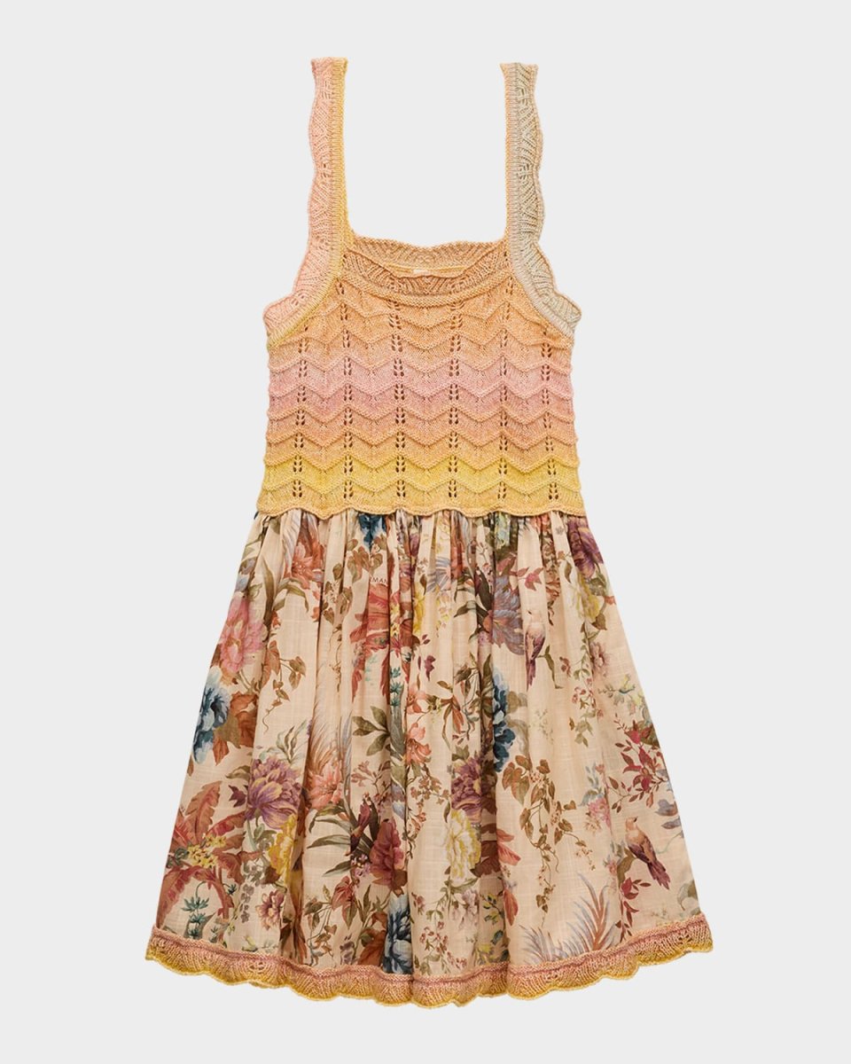 Girl's Tallow Combo Knit Dress, Size 4-12